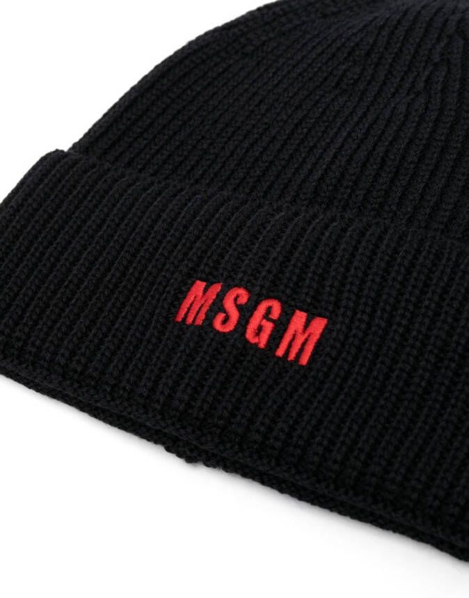 MSGM Muts met geborduurd logo Zwart