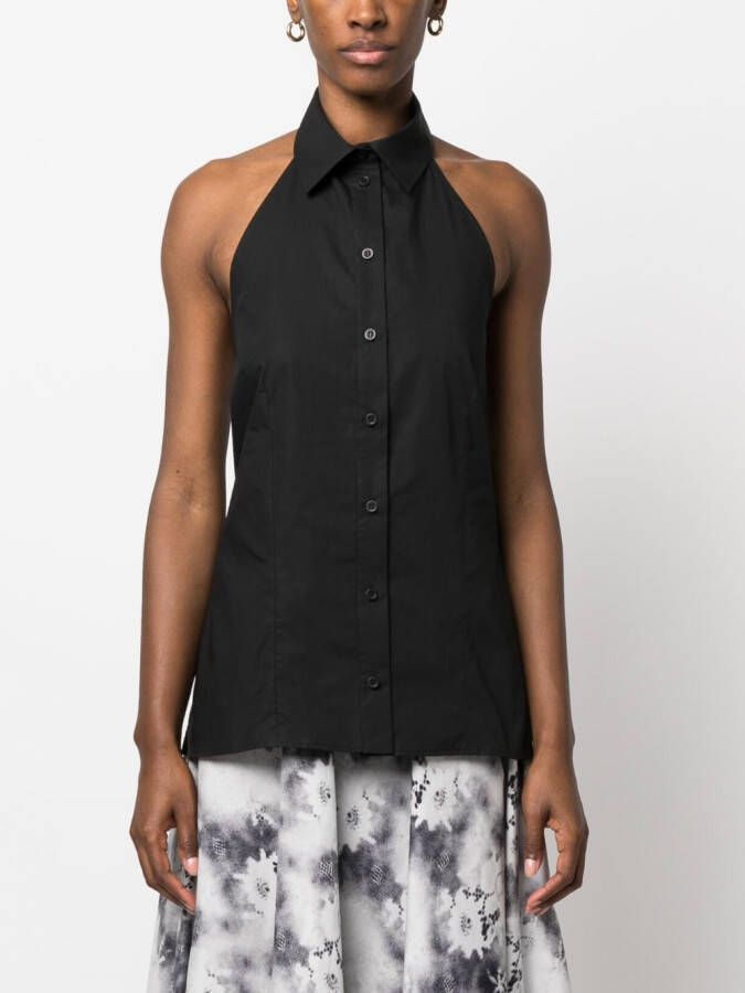 MSGM Blouse met open rug Zwart