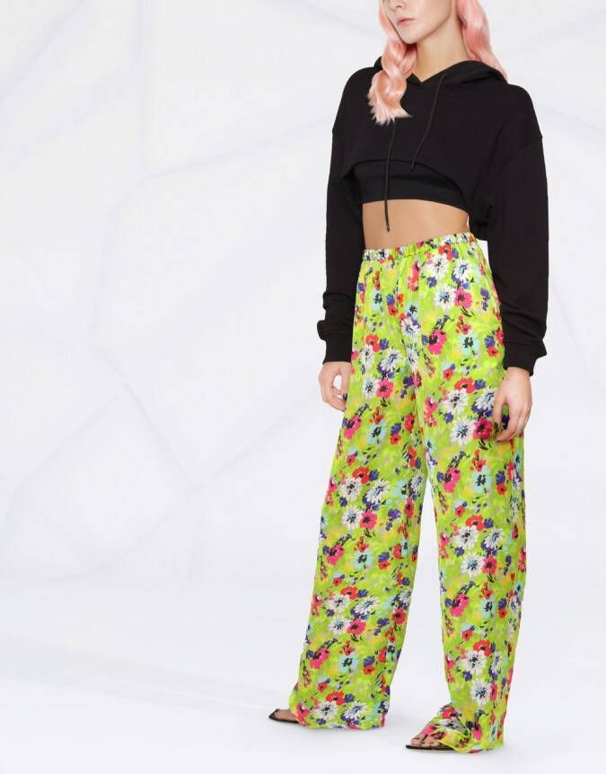 MSGM Palazzo broek met bloemenprint Groen