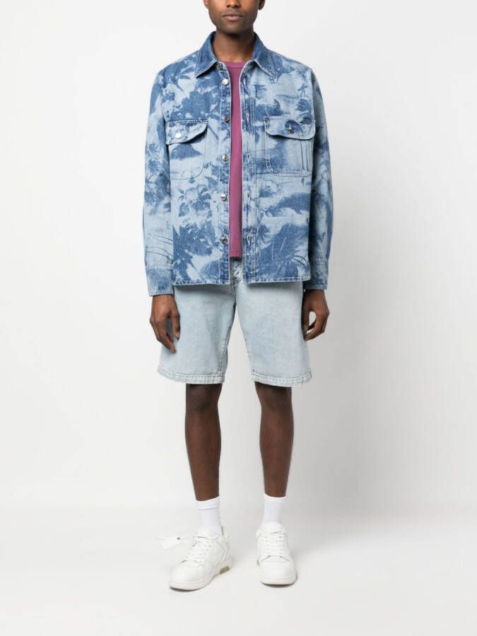 MSGM Overhemd met palmboomprint Blauw