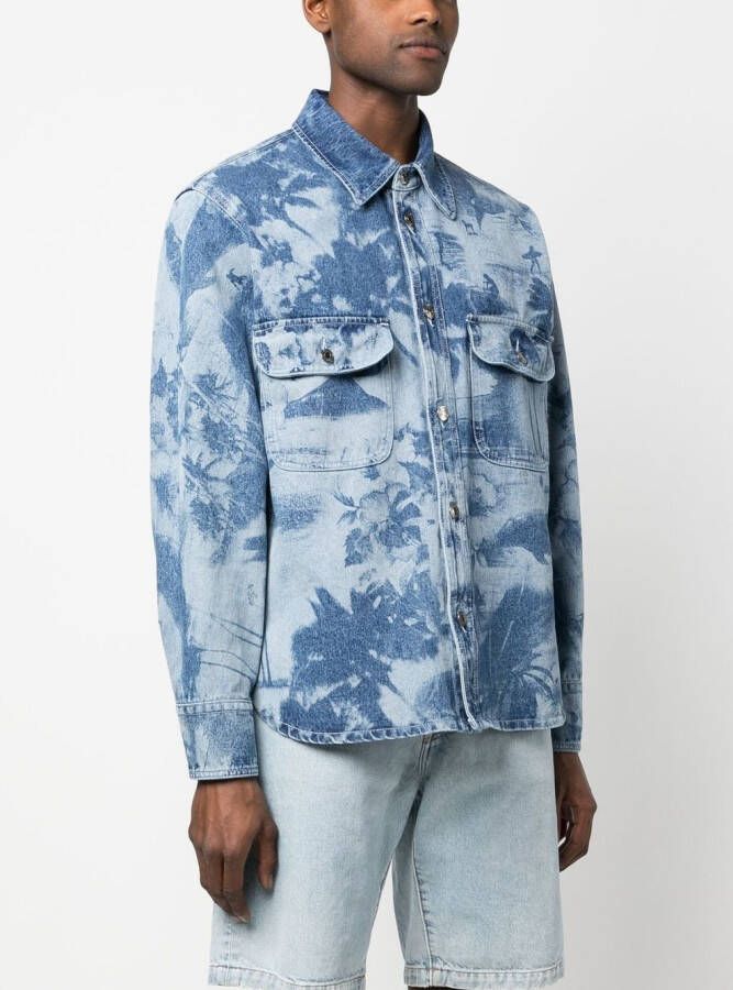 MSGM Overhemd met palmboomprint Blauw