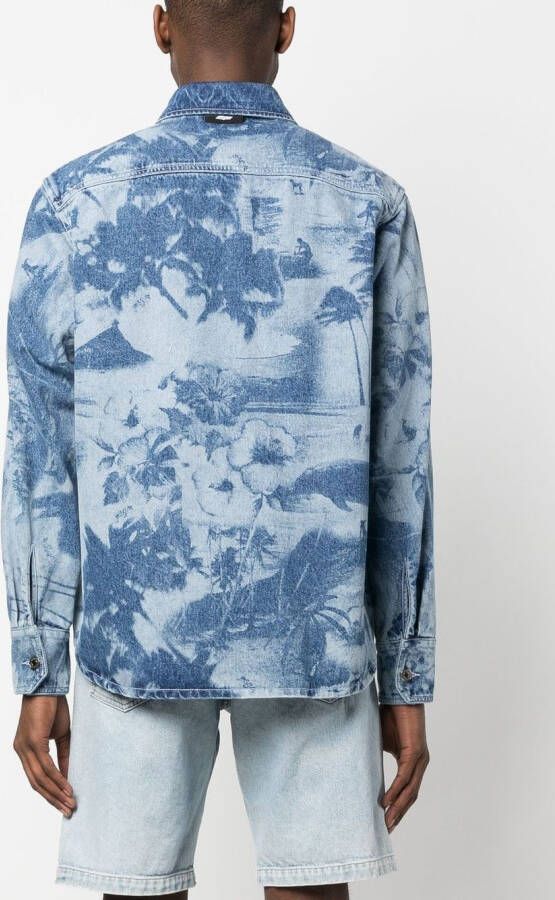 MSGM Overhemd met palmboomprint Blauw