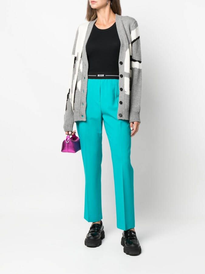 MSGM Pantalon met logotaille Blauw