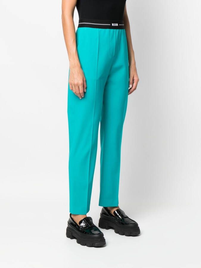 MSGM Pantalon met logotaille Blauw