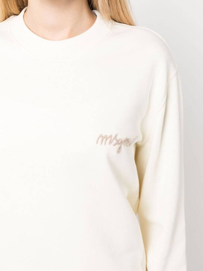 MSGM Sweater met geborduurd logo Beige