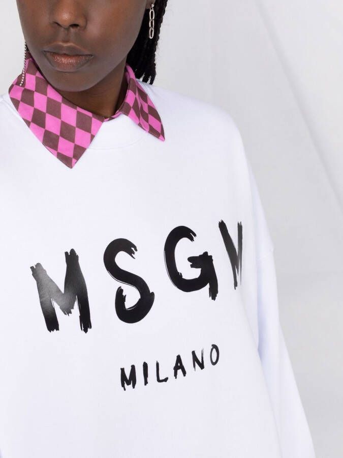 MSGM Sweaterjurk met logoprint Wit