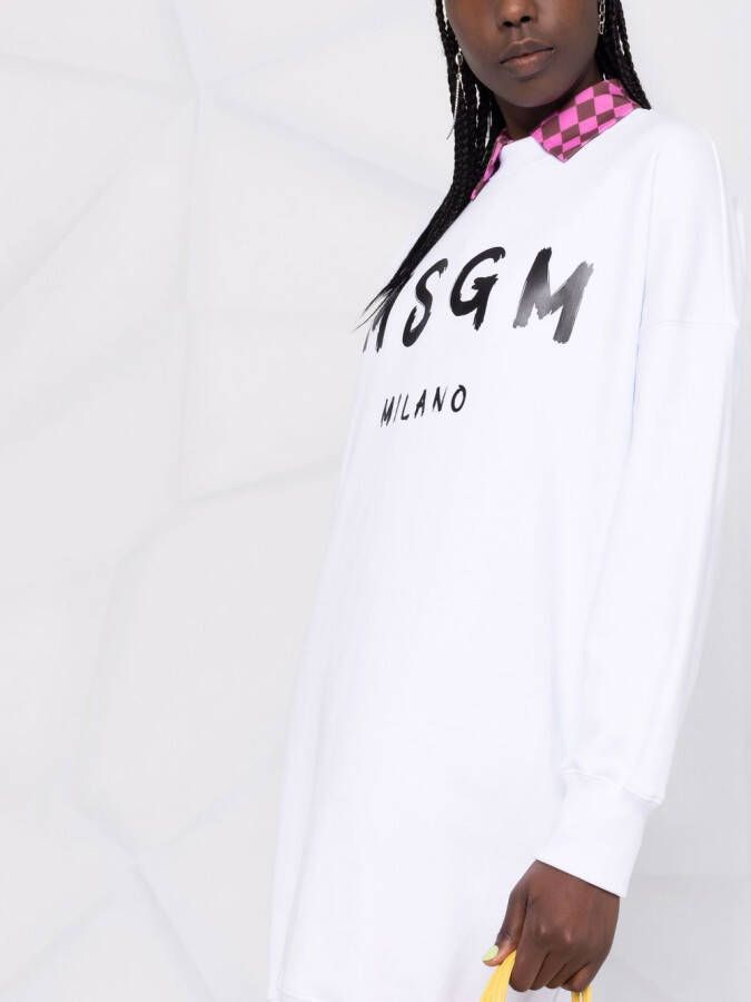 MSGM Sweaterjurk met logoprint Wit