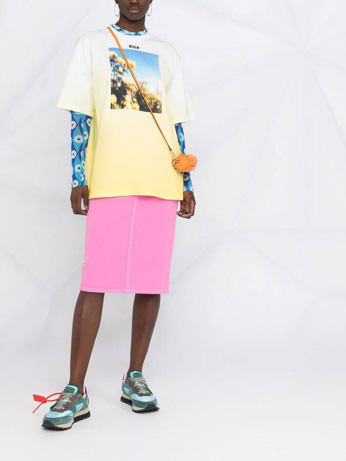 MSGM T-shirt met logoprint Geel