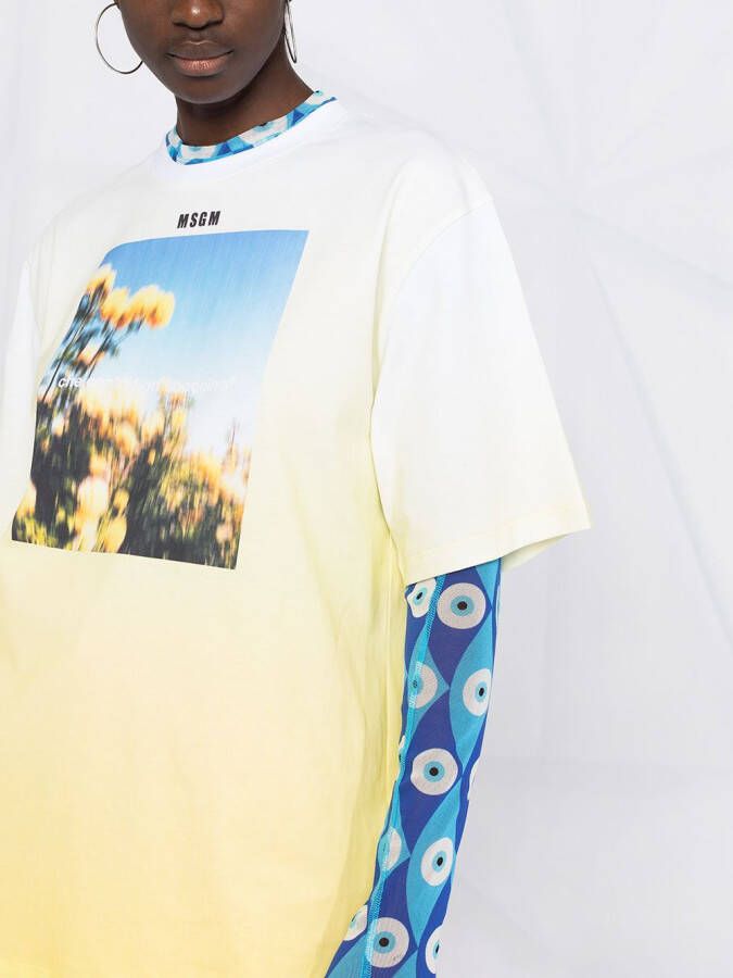 MSGM T-shirt met logoprint Geel