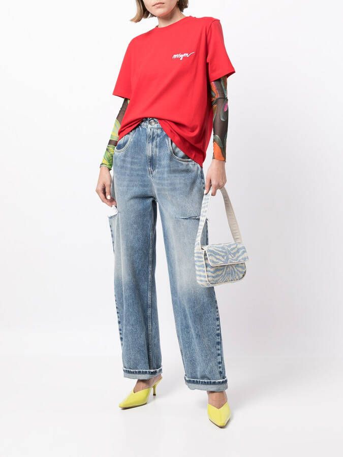 MSGM T-shirt met ronde hals Rood