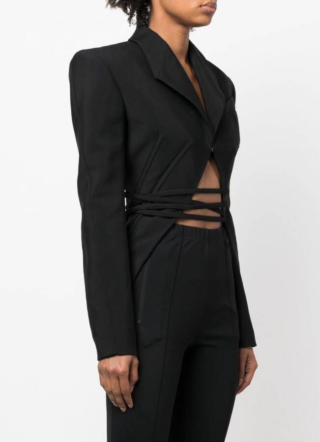 Mugler Blazer met gestrikte sluiting Zwart