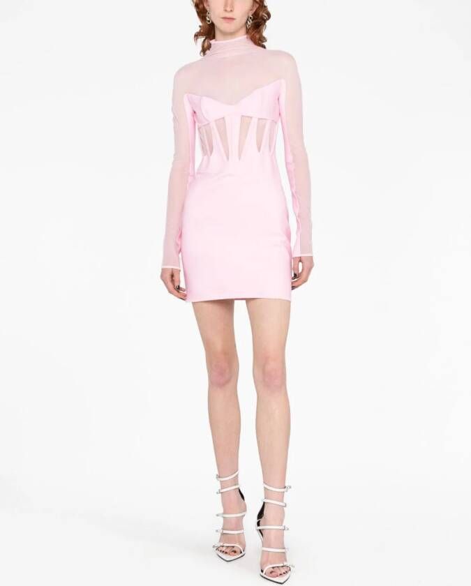 Mugler Mini-jurk met doorzichtige vlakken Roze