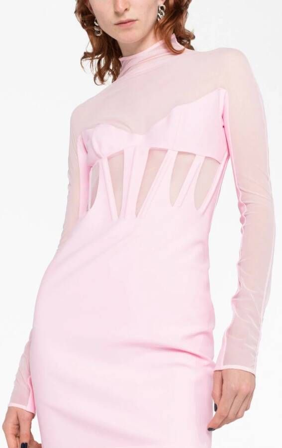 Mugler Mini-jurk met doorzichtige vlakken Roze