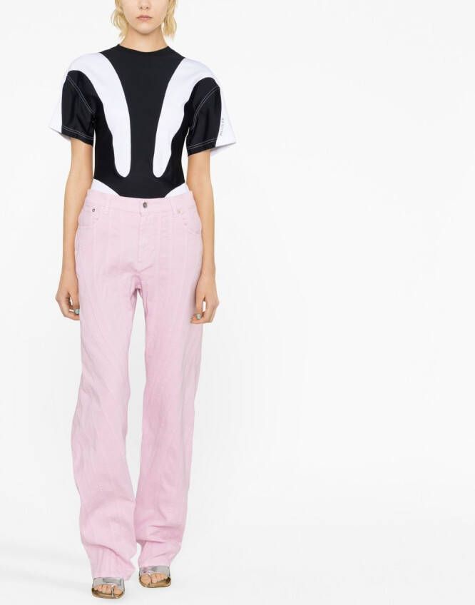 Mugler Broek met spiraalnaden Roze