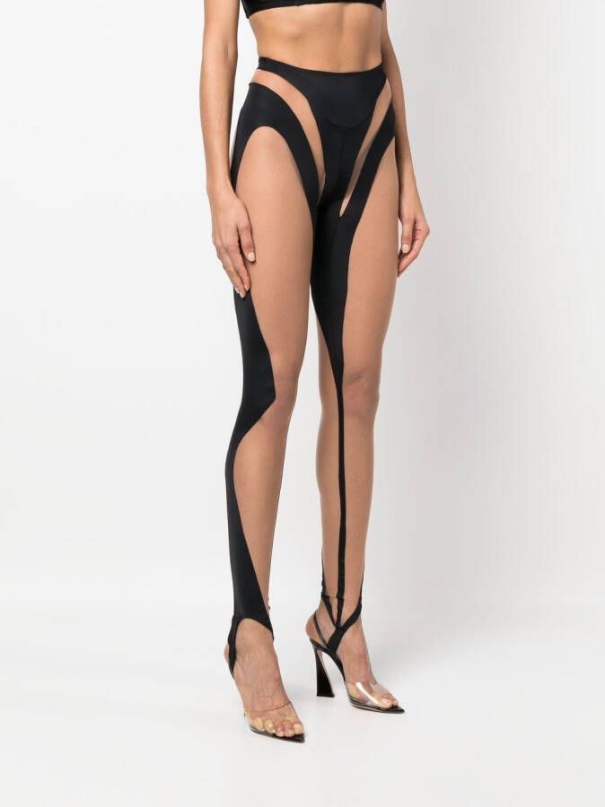 Mugler Legging met doorzichtig vlak Zwart