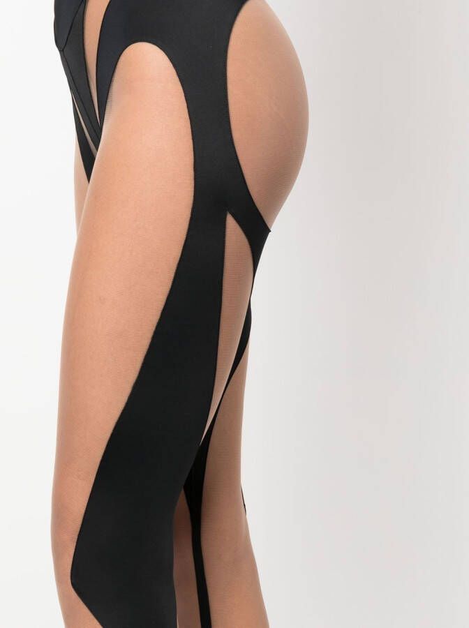 Mugler Legging met doorzichtig vlak Zwart