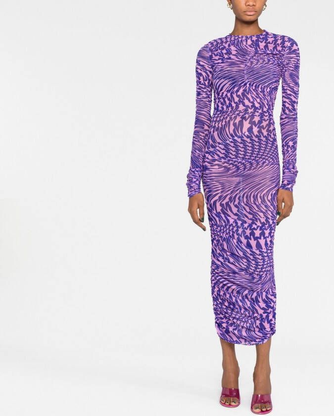Mugler Midi-jurk met mesh Paars