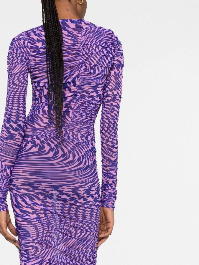 Mugler Midi-jurk met mesh Paars