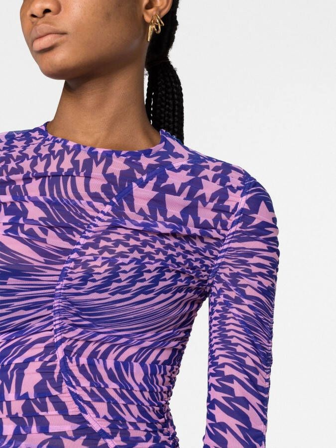 Mugler Midi-jurk met mesh Paars