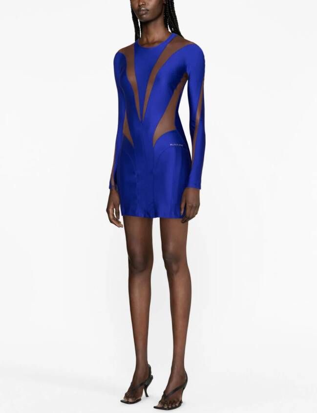 Mugler Mini-jurk met mesh Blauw
