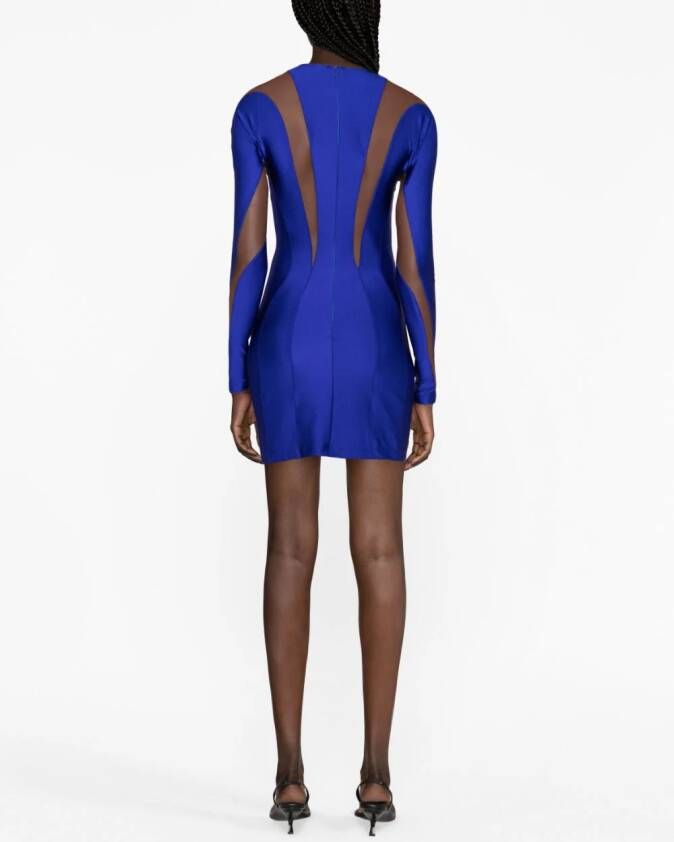 Mugler Mini-jurk met mesh Blauw