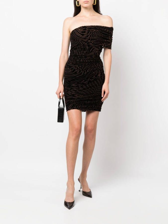 Mugler Off-shoulder jurk Bruin