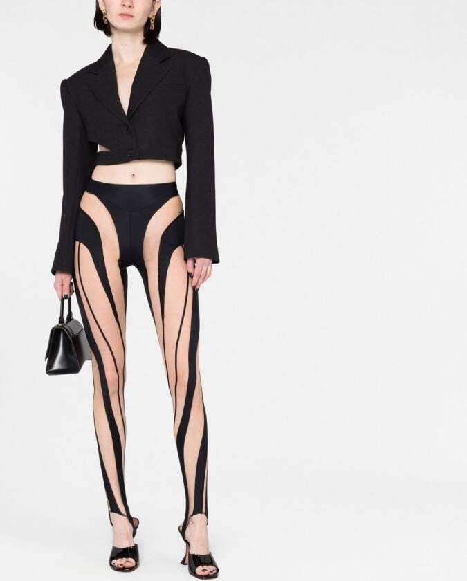 Mugler Semi-doorzichtige legging Zwart