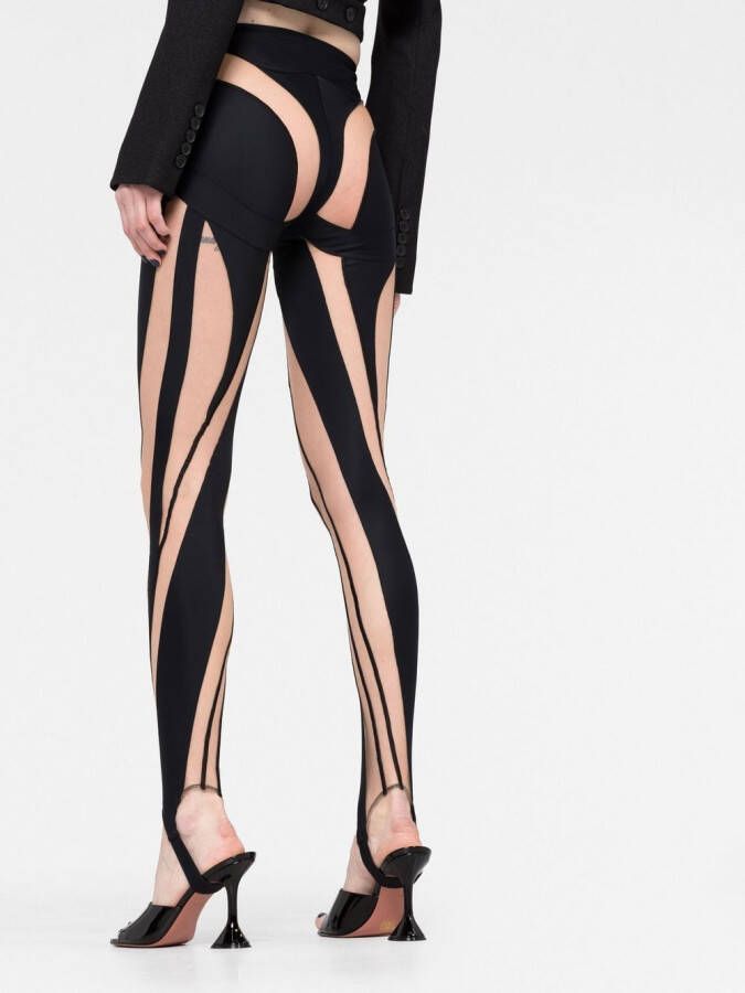 Mugler Semi-doorzichtige legging Zwart