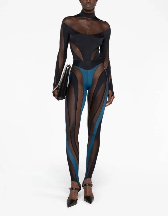 Mugler Spiral panelled leggings Blauw