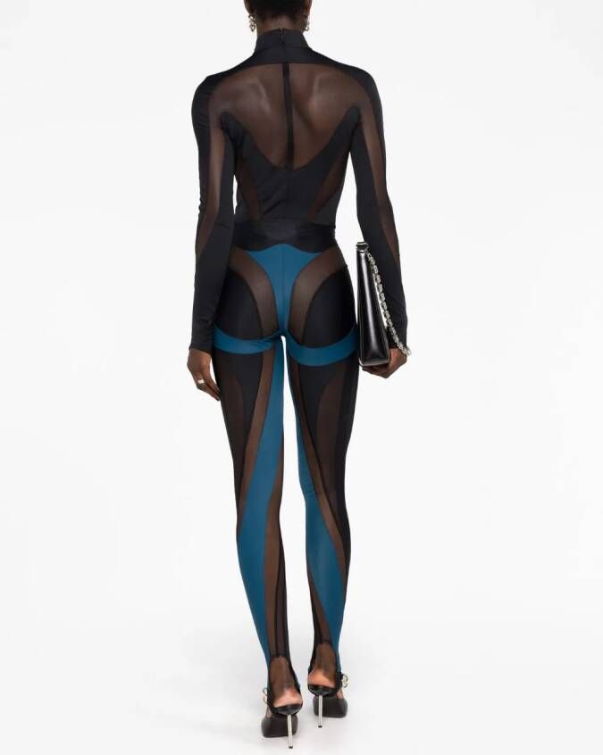 Mugler Spiral panelled leggings Blauw