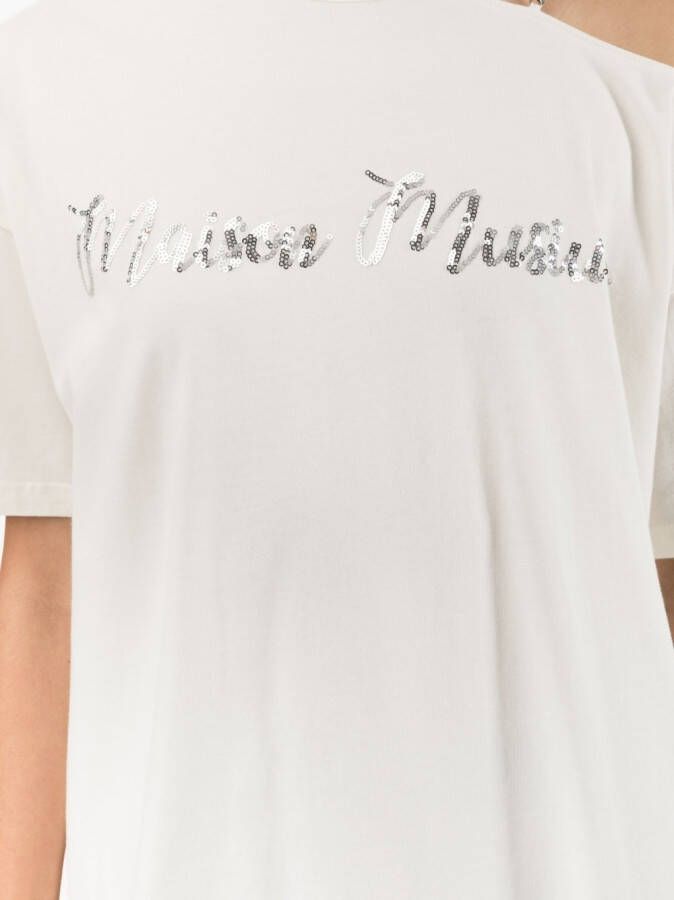 Musium Div. T-shirt met verfraaid logo Wit