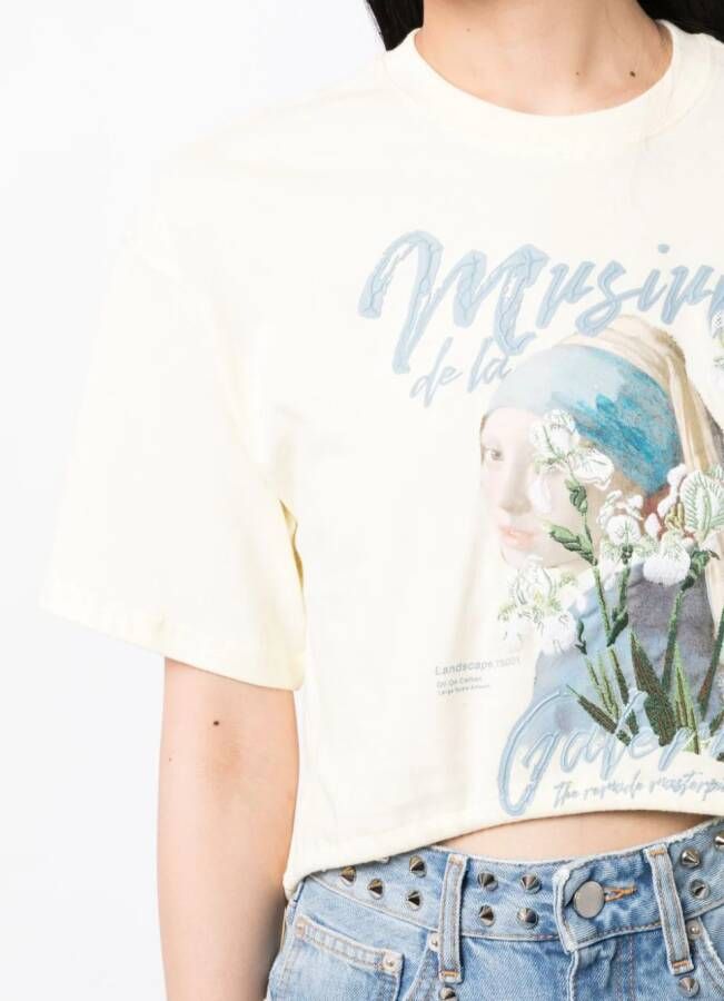Musium Div. T-shirt met grafische print Geel