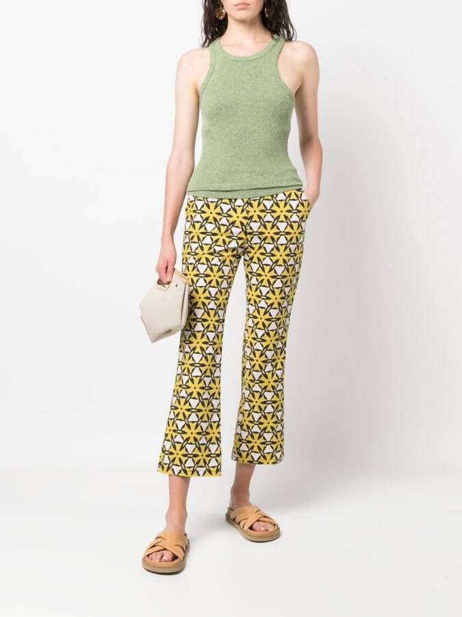 Myths Broek met geometrische print Geel