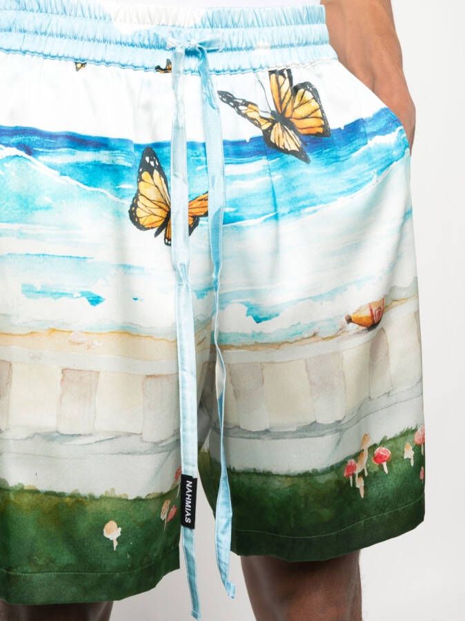Nahmias Zijden shorts Blauw