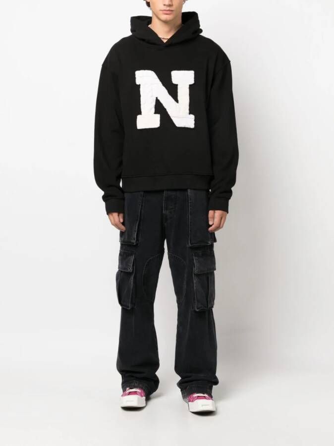 Nahmias Hoodie met patchwork Zwart