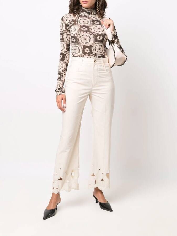 Nanushka Broek met borduurwerk Beige