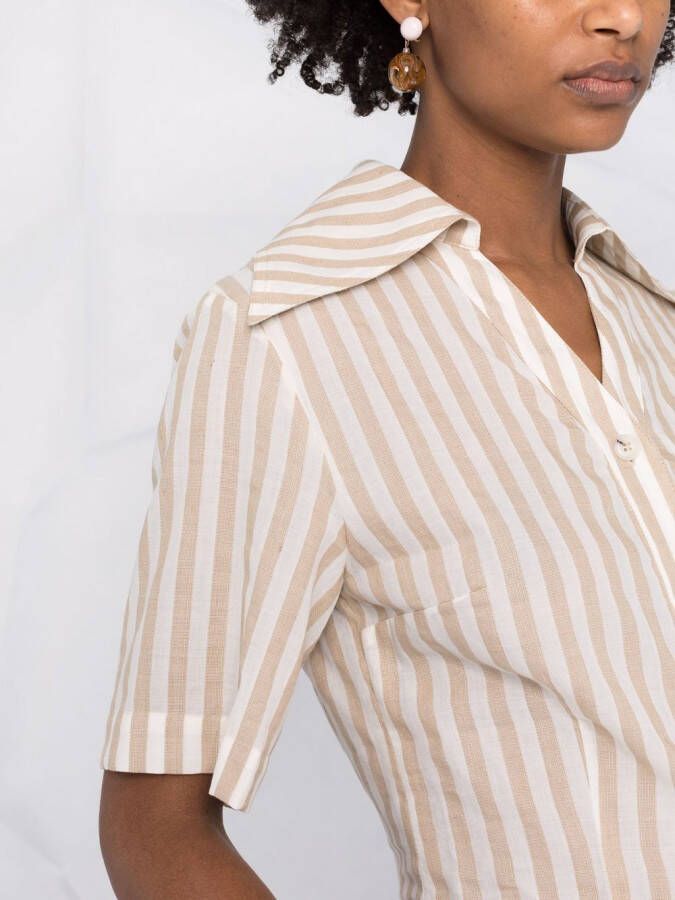 Nanushka Gestreepte blouse Beige