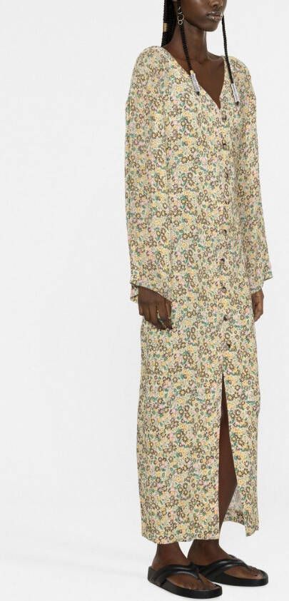 Nanushka Maxi-jurk met bloemenprint Geel