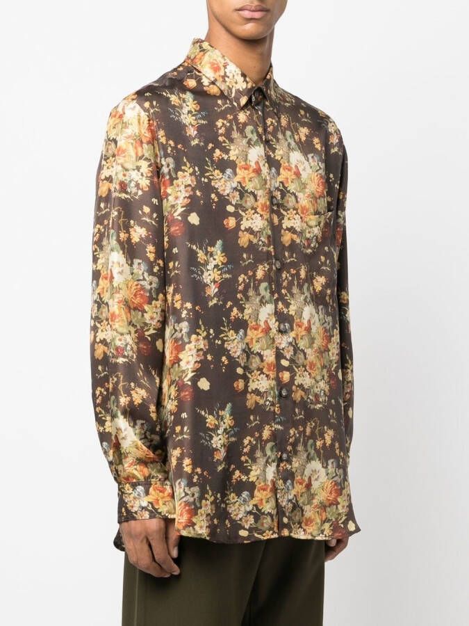 Nanushka Pyjamashirt met bloemenprint Bruin