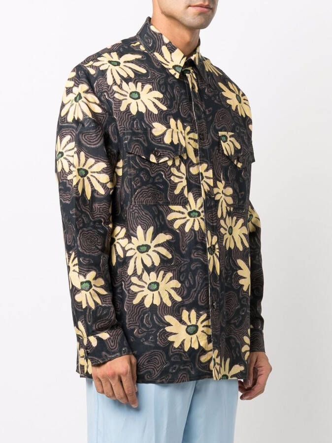 Nanushka Shirtjack met bloemenprint Bruin