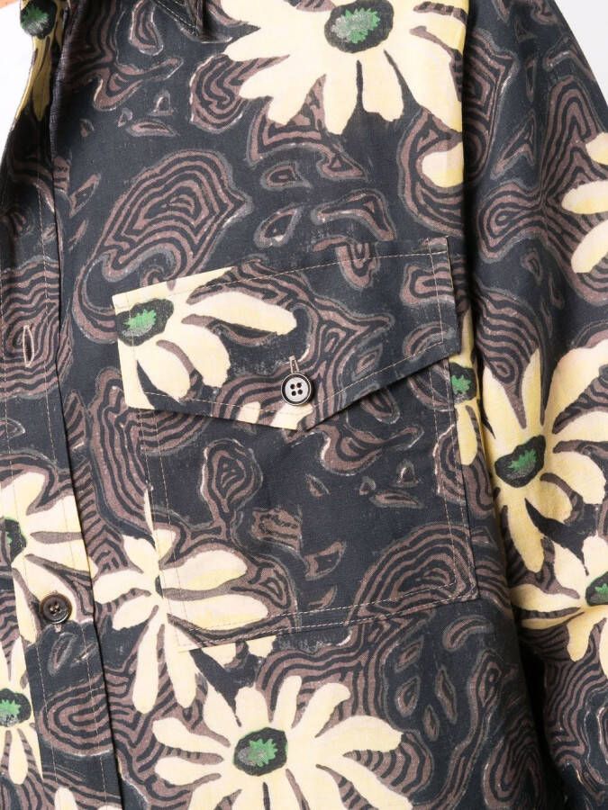 Nanushka Shirtjack met bloemenprint Bruin