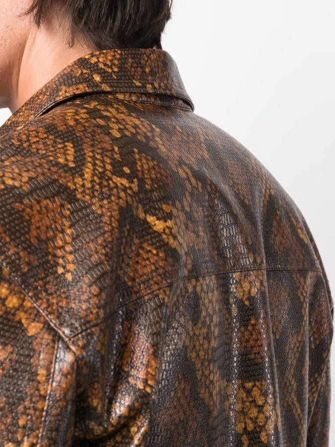 Nanushka Shirtjack met slangenhuid-effect Bruin