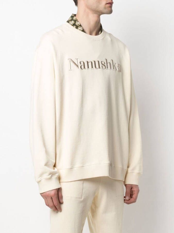 Nanushka Sweater met geborduurd logo Beige