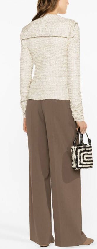 Nanushka Top met striklint Beige