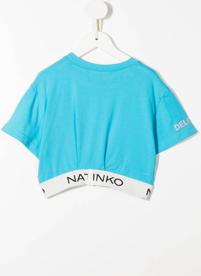 Natasha Zinko Kids T-shirt met bloemenprint Blauw