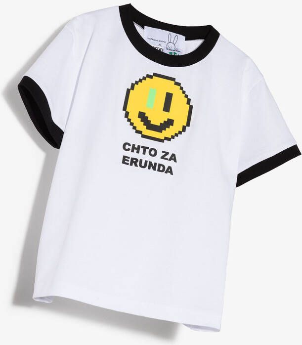 Natasha Zinko Kids T-shirt met smileyprint Wit