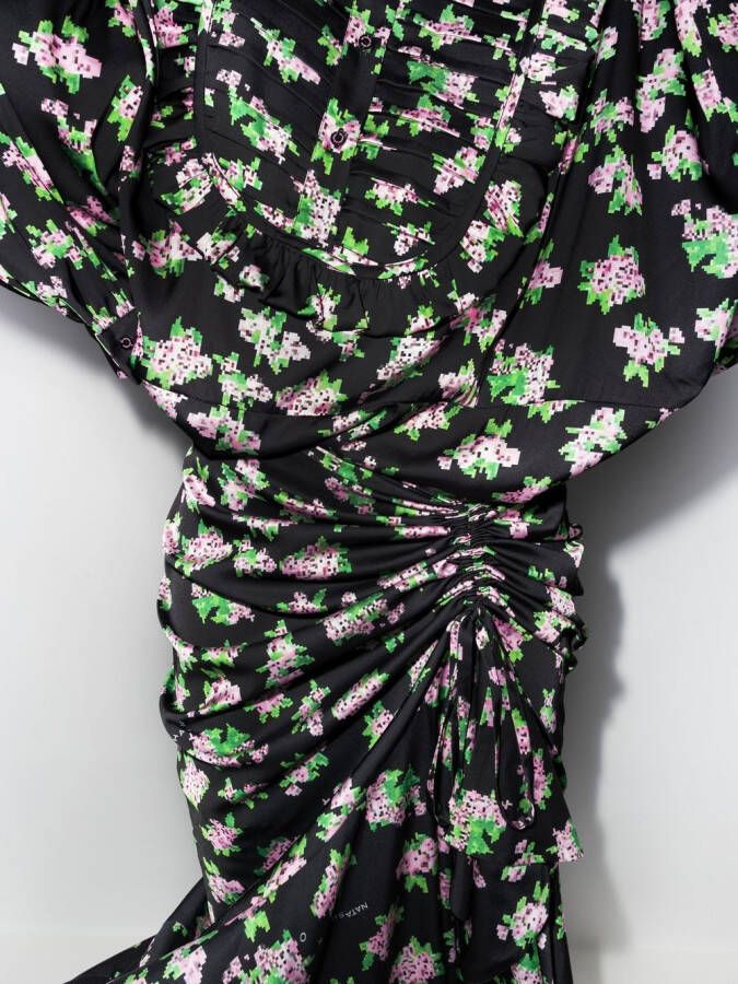 Natasha Zinko Maxi-jurk met bloemenprint Zwart