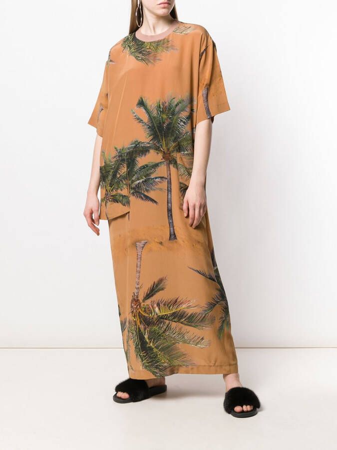 Natasha Zinko Maxi-jurk met palmboom print Beige