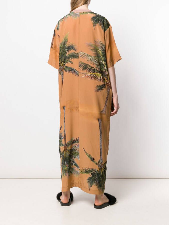 Natasha Zinko Maxi-jurk met palmboom print Beige