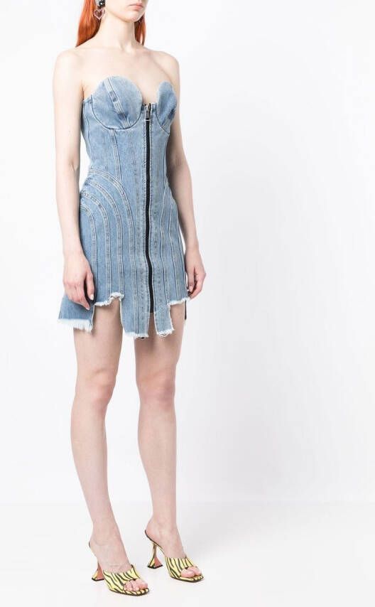 Natasha Zinko Mini-jurk met asymmetrische afwerking Blauw